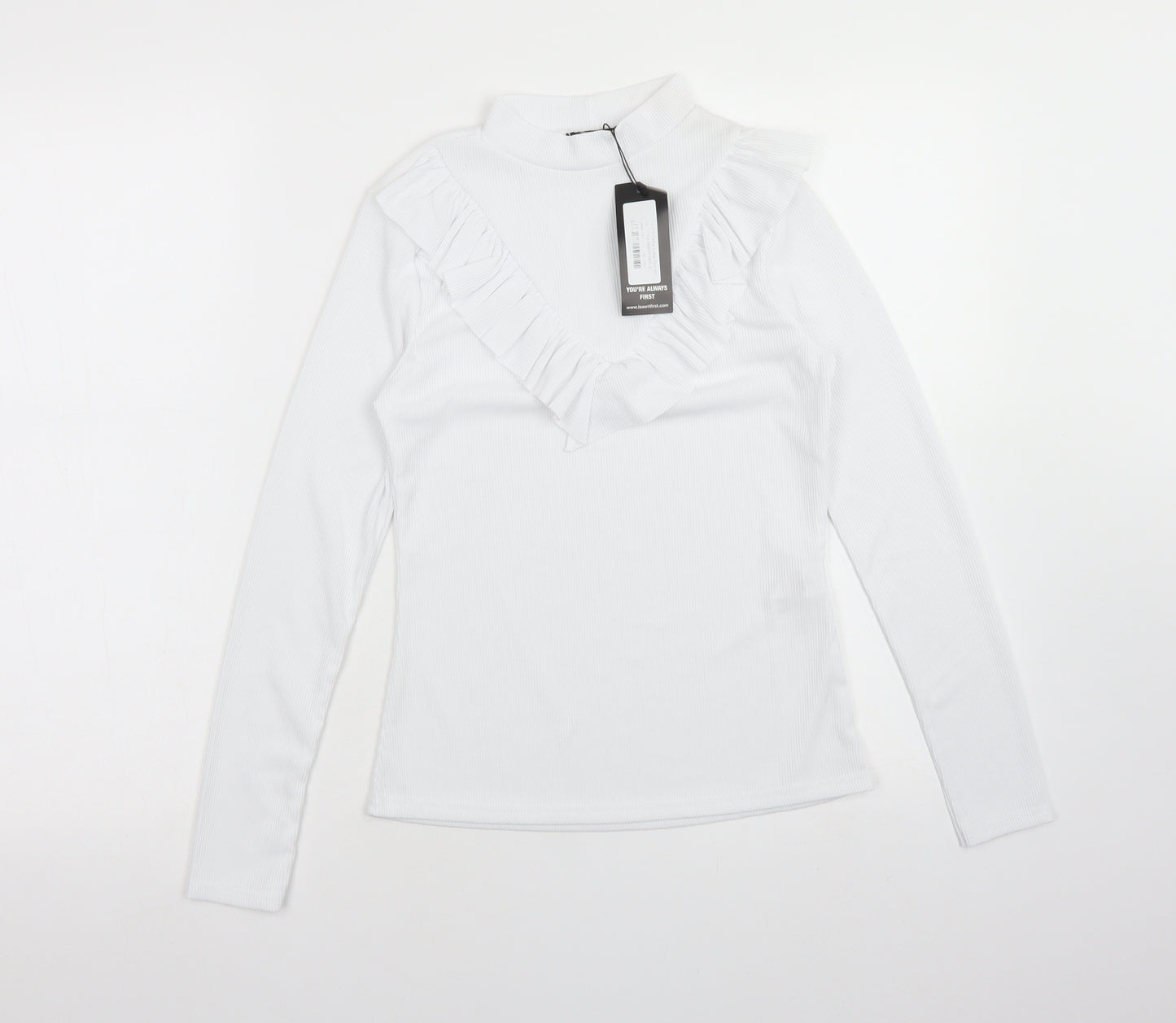 I SAW IT FIRST Womens White  Polyester Basic T-Shirt Size 8 Mock Neck