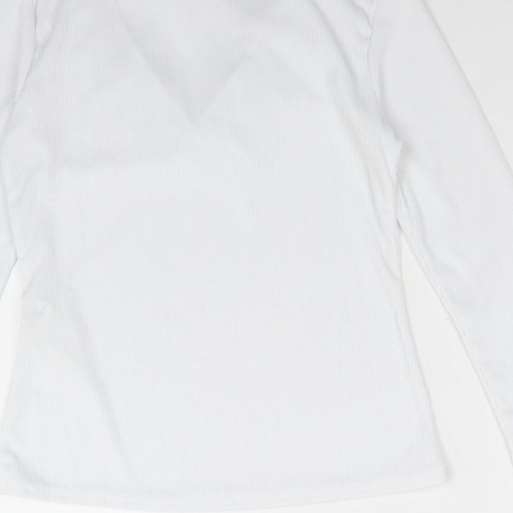 I SAW IT FIRST Womens White  Polyester Basic T-Shirt Size 8 Mock Neck