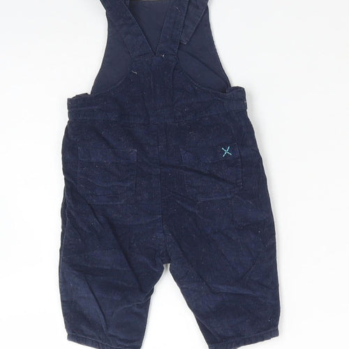 John Lewis Boys Blue  Cotton Dungaree One-Piece Size 0-3 Months   - DOG RABBIT