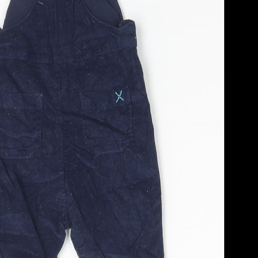John Lewis Boys Blue  Cotton Dungaree One-Piece Size 0-3 Months   - DOG RABBIT