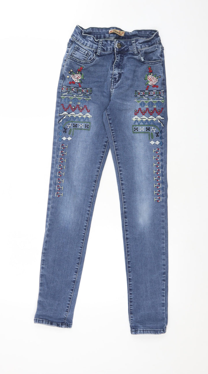 ONADO Womens Black Geometric Cotton Skinny Jeans Size M L29 in Regular