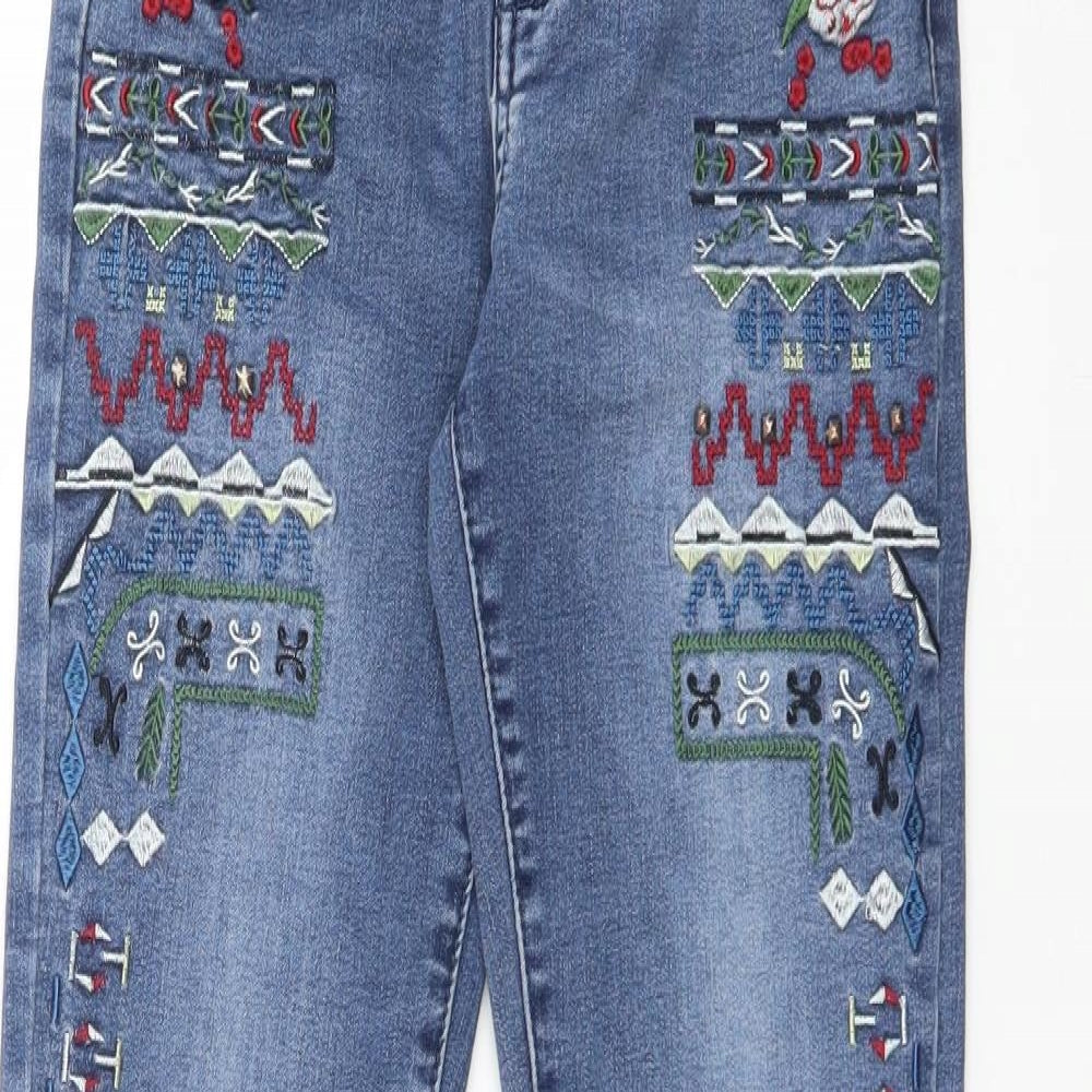 ONADO Womens Black Geometric Cotton Skinny Jeans Size M L29 in Regular
