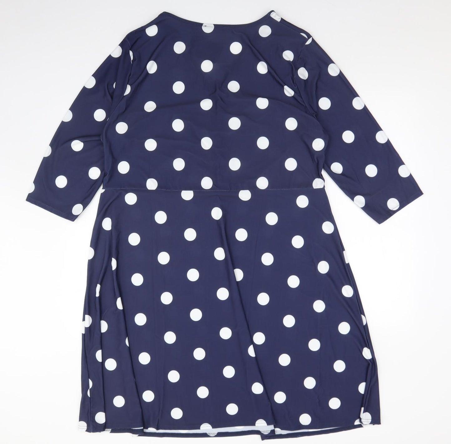 Kaleidoscope Womens Blue Polka Dot Polyester Skater Dress  Size 22  V-Neck