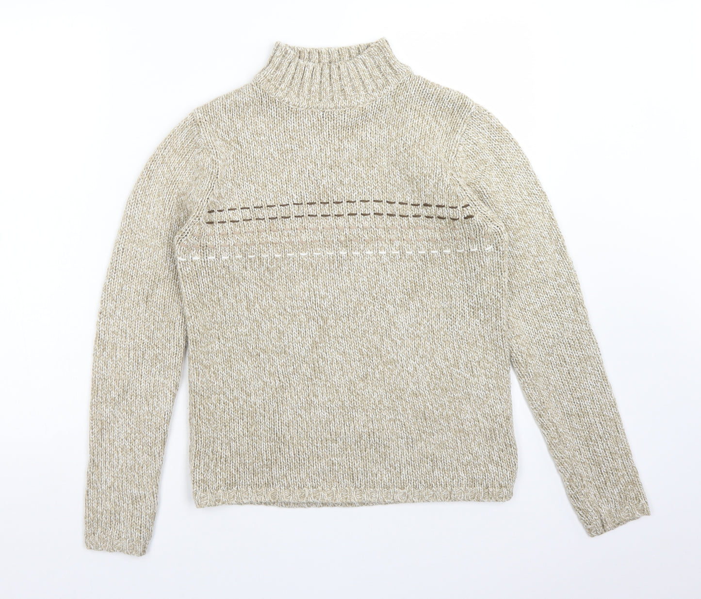 BHS Womens Beige High Neck  Acrylic Pullover Jumper Size 10