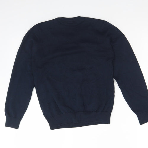 M&S Boys Blue V-Neck  Cotton Pullover Jumper Size 9-10 Years