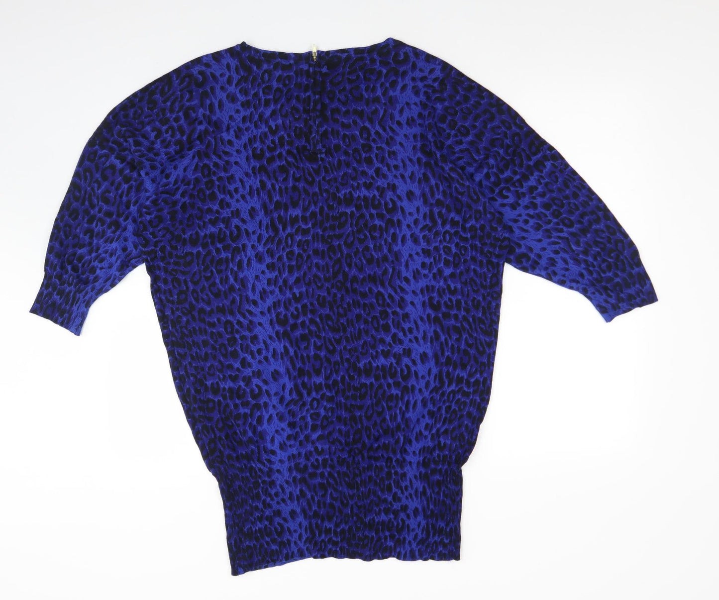 DUNNES Womens Blue Animal Print  Basic T-Shirt Size 14 Crew Neck