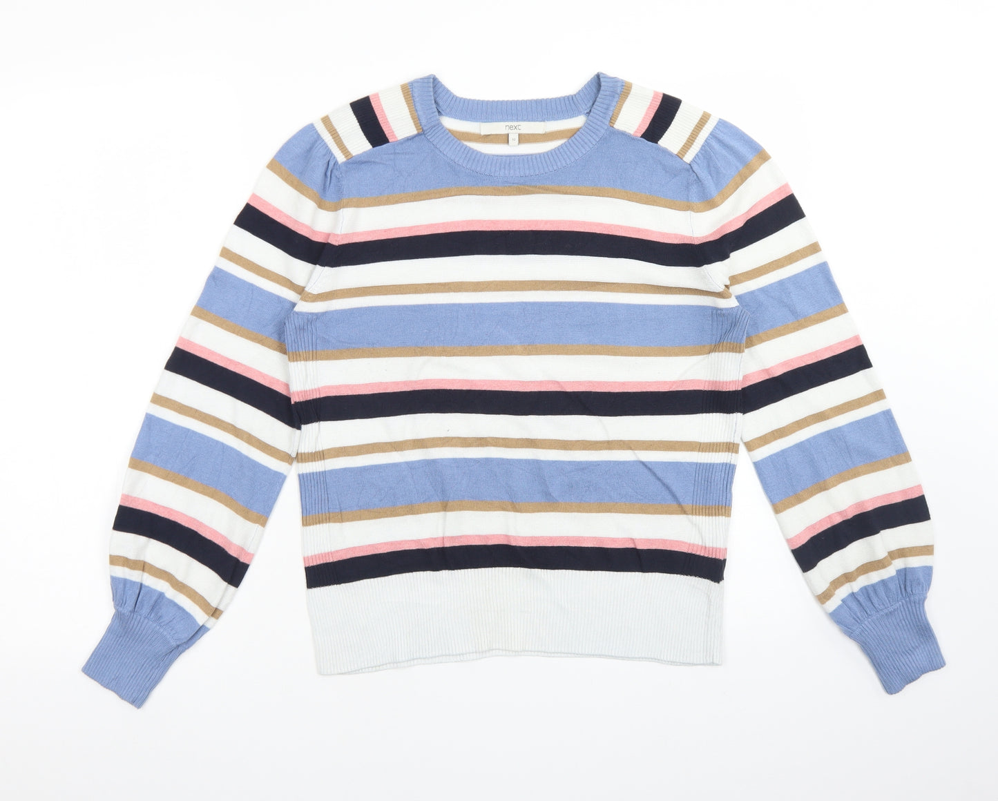 NEXT Womens Multicoloured Crew Neck Striped Polyester Pullover Jumper Size 12