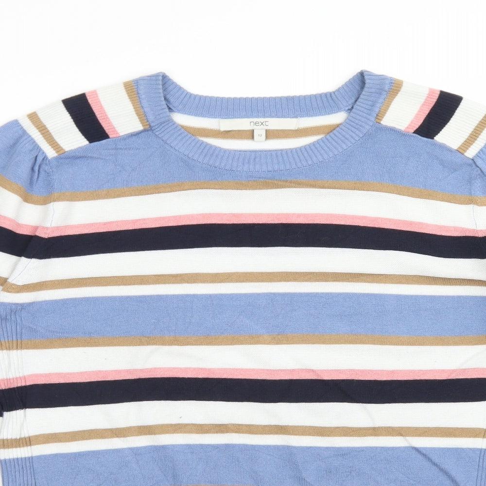 NEXT Womens Multicoloured Crew Neck Striped Polyester Pullover Jumper Size 12