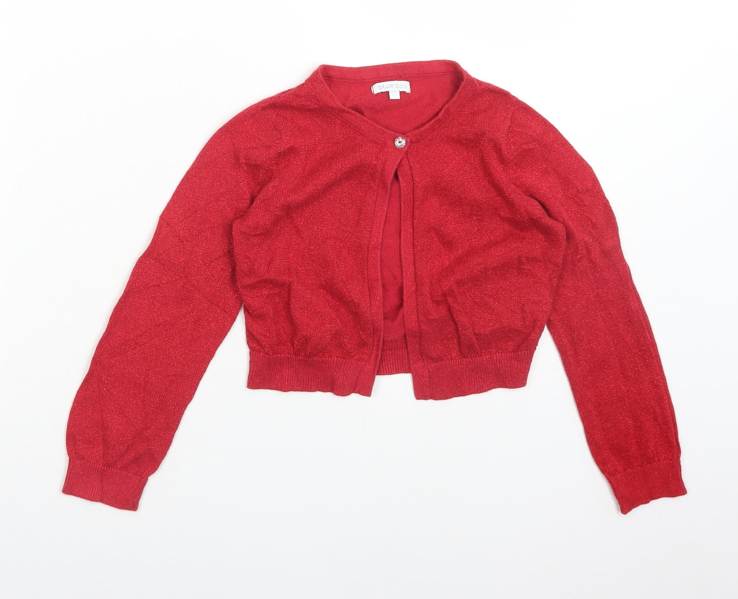 Blue Zoo Girls Red Round Neck  Cotton Cardigan Jumper Size 6-7 Years