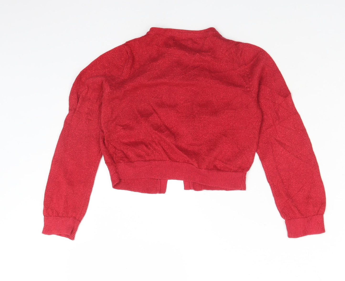 Blue Zoo Girls Red Round Neck  Cotton Cardigan Jumper Size 6-7 Years