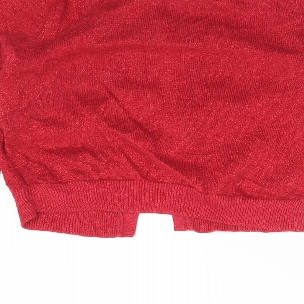 Blue Zoo Girls Red Round Neck  Cotton Cardigan Jumper Size 6-7 Years