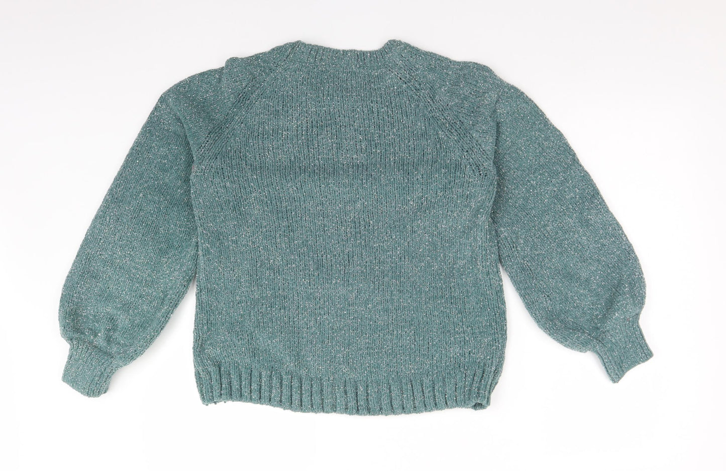 H&M Womens Green Crew Neck  Polyamide Pullover Jumper Size S