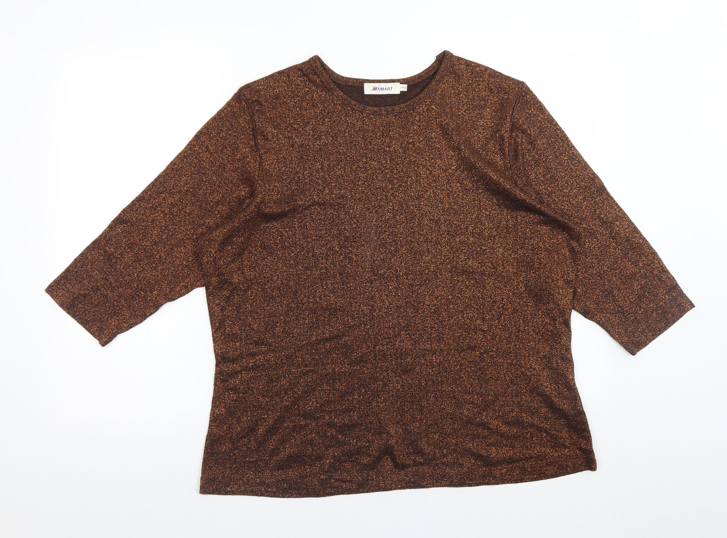 Damart Womens Gold  Silk Basic T-Shirt Size 22 Crew Neck