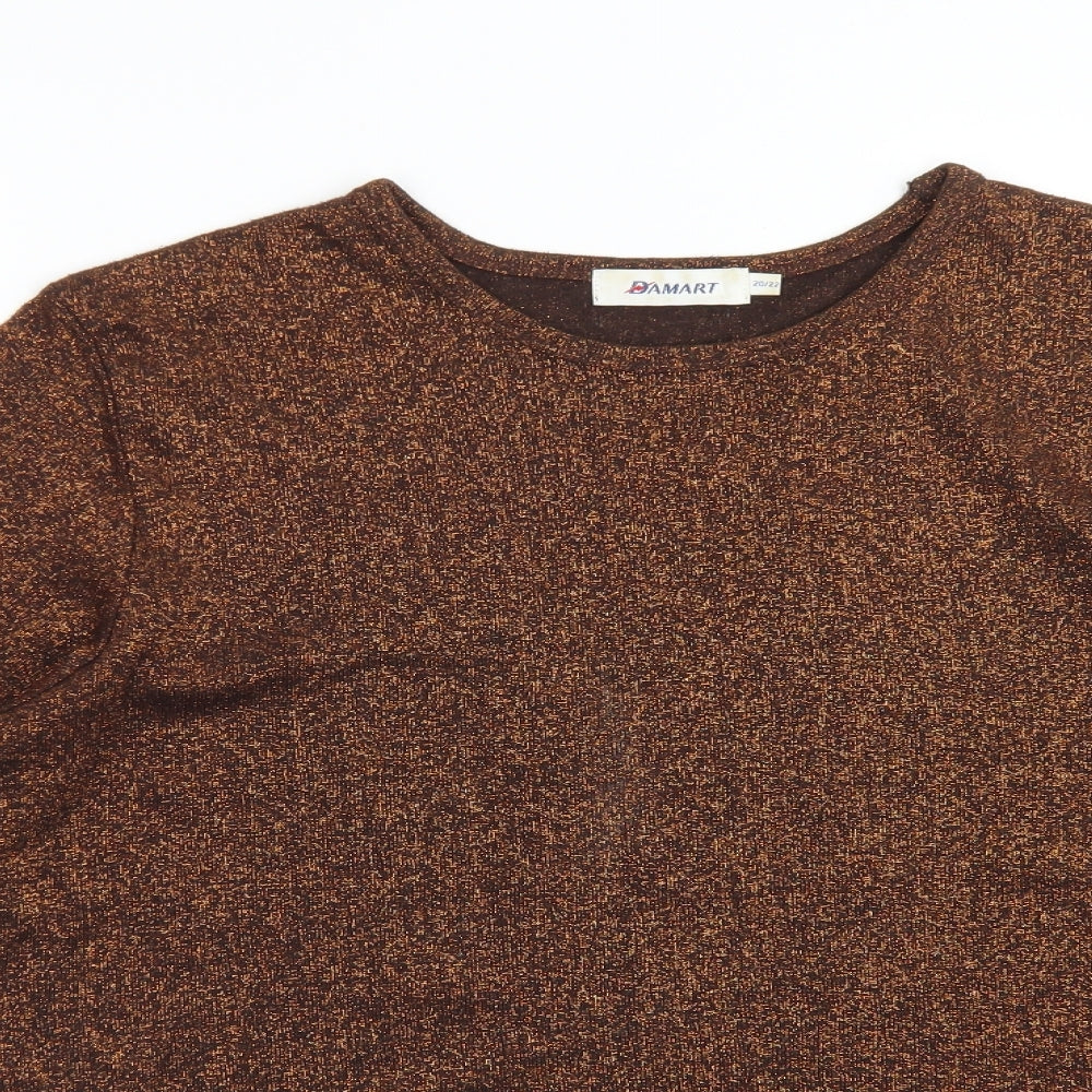 Damart Womens Gold  Silk Basic T-Shirt Size 22 Crew Neck