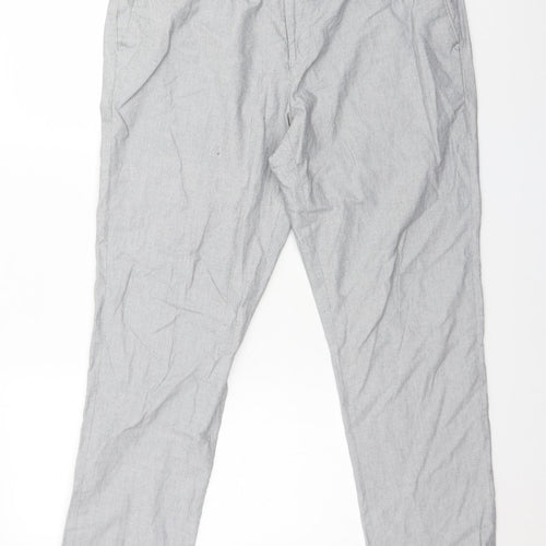 BURTON MENSWEAR Mens Grey  Cotton Dress Pants Trousers Size 36 L27 in Regular