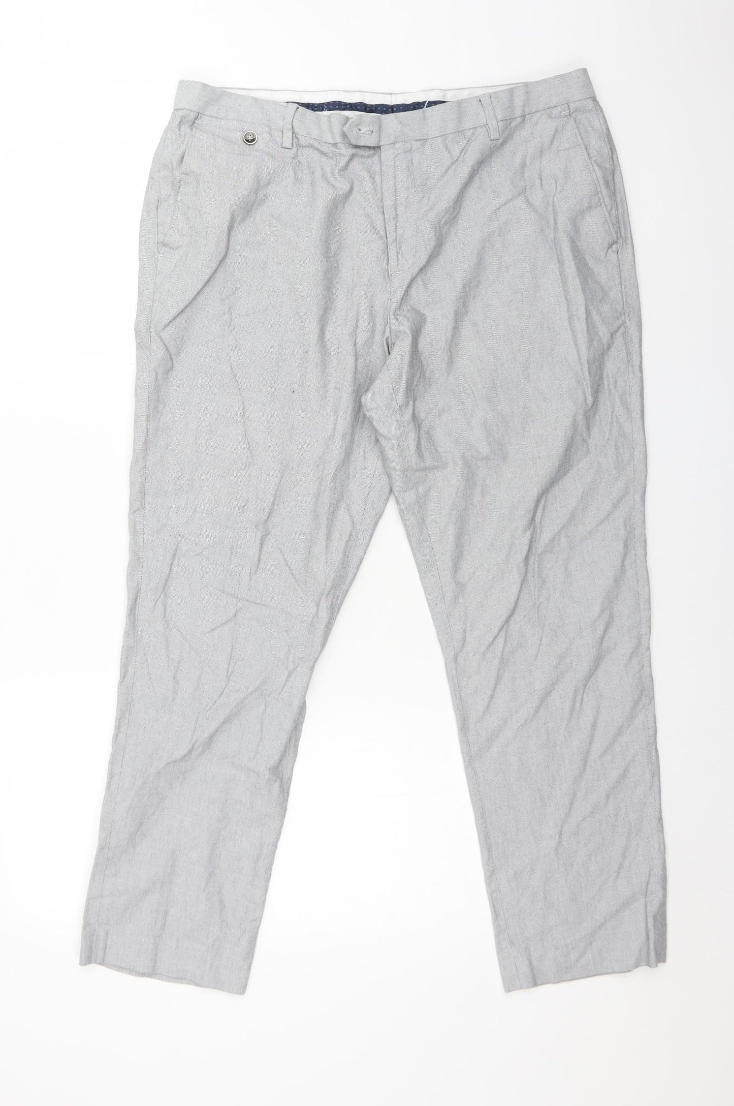 BURTON MENSWEAR Mens Grey  Cotton Dress Pants Trousers Size 36 L27 in Regular