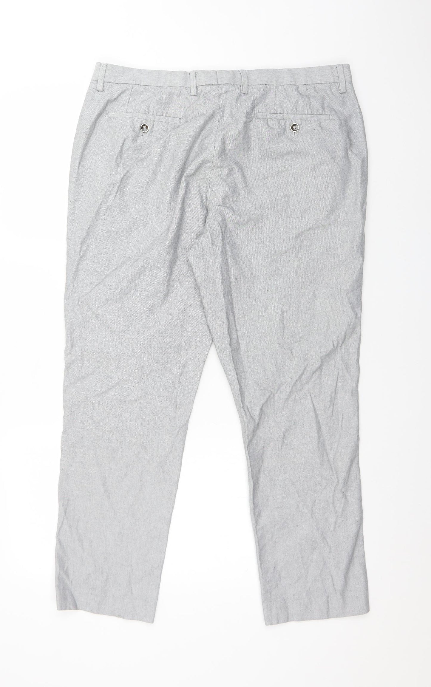 BURTON MENSWEAR Mens Grey  Cotton Dress Pants Trousers Size 36 L27 in Regular