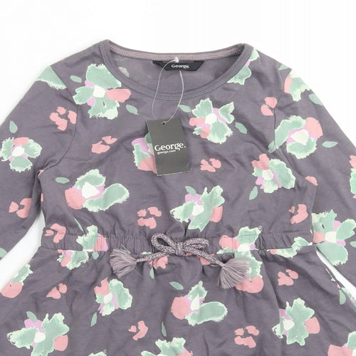 George Girls Multicoloured Floral Cotton Skater Dress  Size 4-5 Years  Round Neck