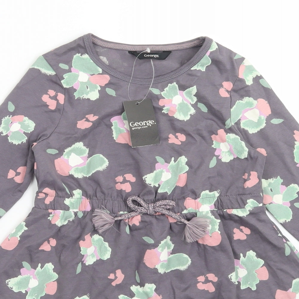 George Girls Multicoloured Floral Cotton Skater Dress  Size 4-5 Years  Round Neck