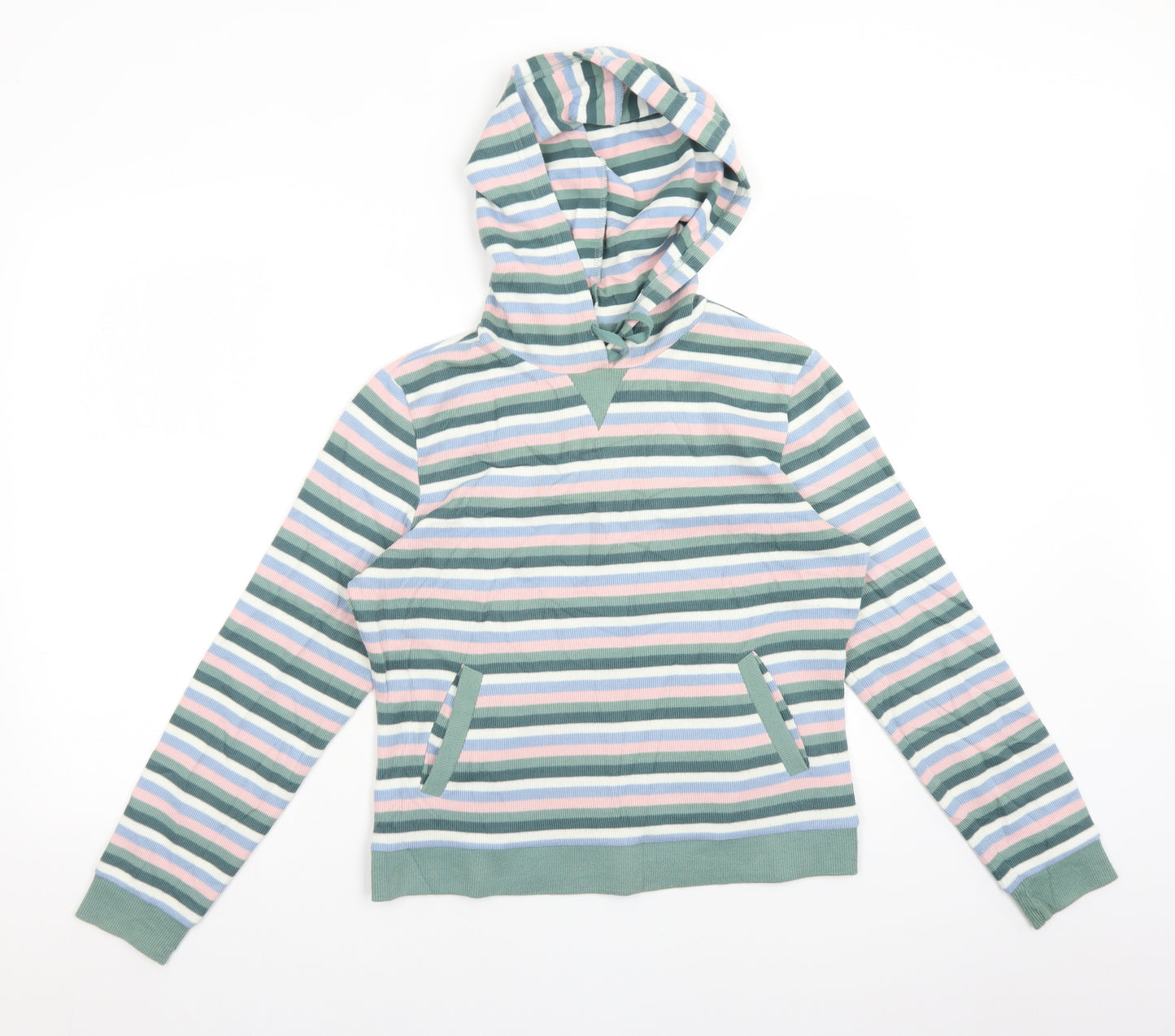 Per Una Womens Multicoloured Striped Polyester Pullover Hoodie Size 14
