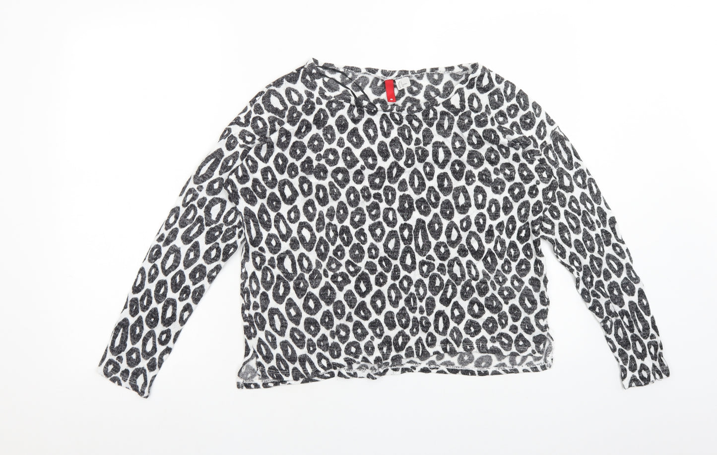 H&M Womens Multicoloured Animal Print Viscose Basic T-Shirt Size S Round Neck