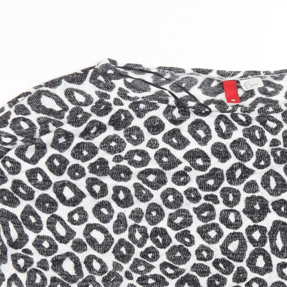 H&M Womens Multicoloured Animal Print Viscose Basic T-Shirt Size S Round Neck