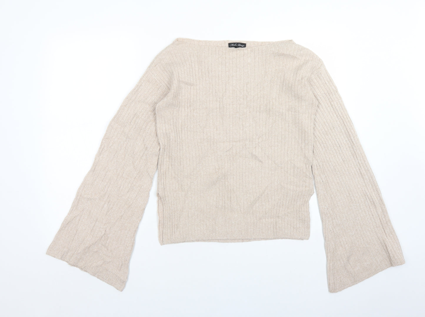MICHA LOUNGE Womens Beige  Polyester Basic T-Shirt Size XS Boat Neck