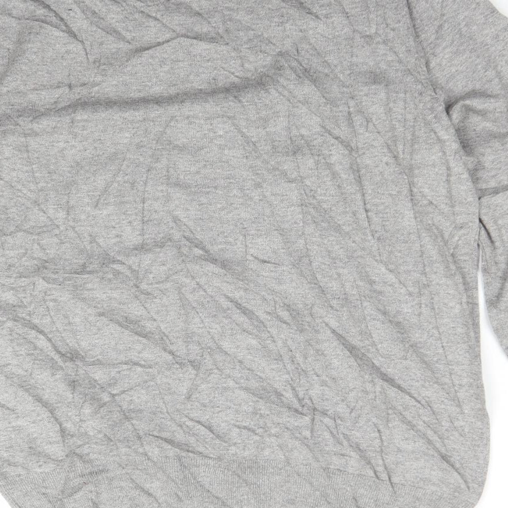 M&S Mens Grey V-Neck  Cotton Pullover Jumper Size L