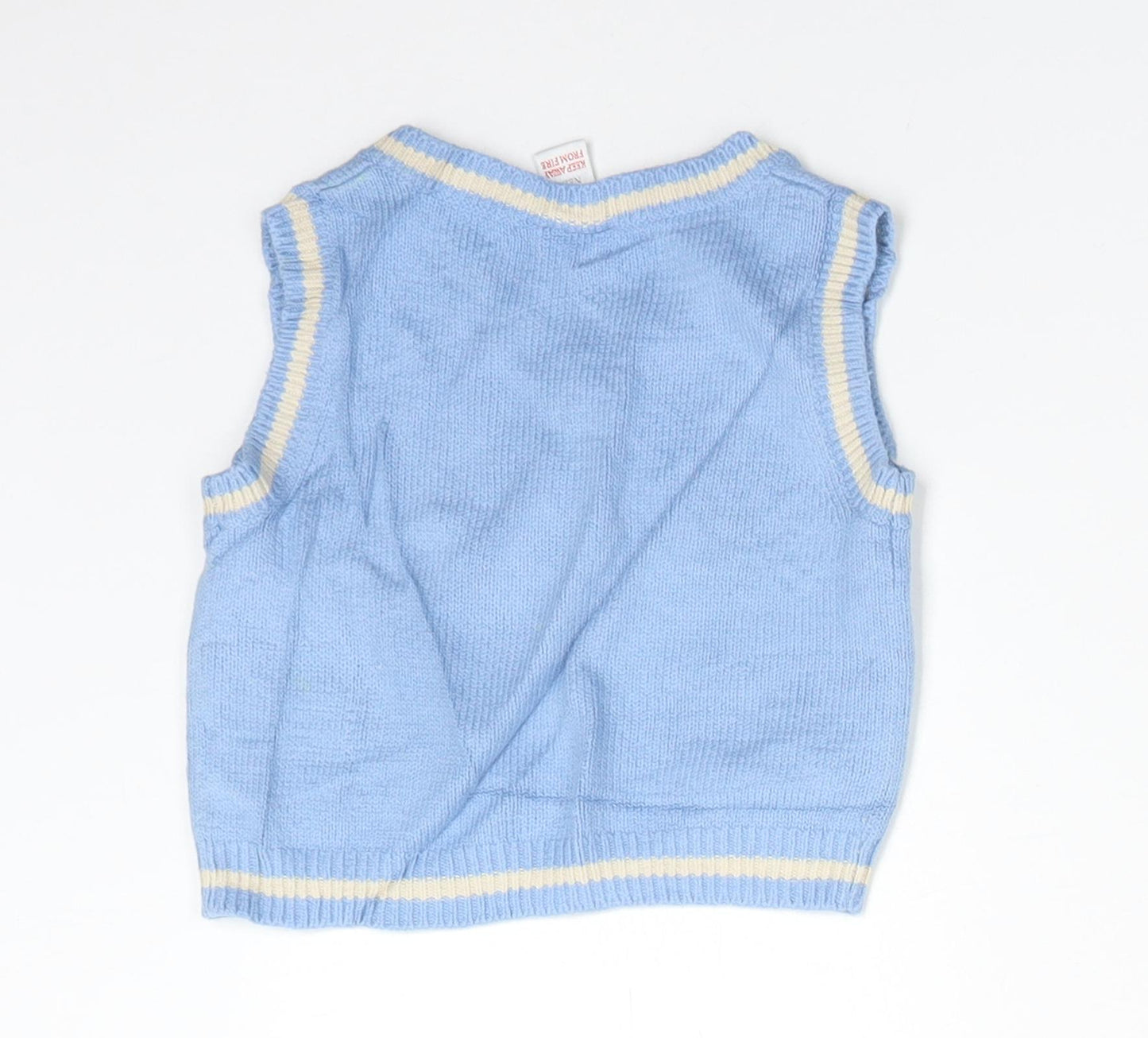 NEXT Boys Blue Argyle/Diamond Cotton Vest Jumper Size 6-9 Months