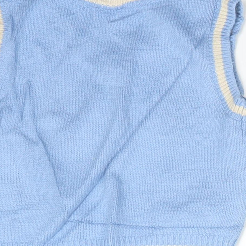 NEXT Boys Blue Argyle/Diamond Cotton Vest Jumper Size 6-9 Months