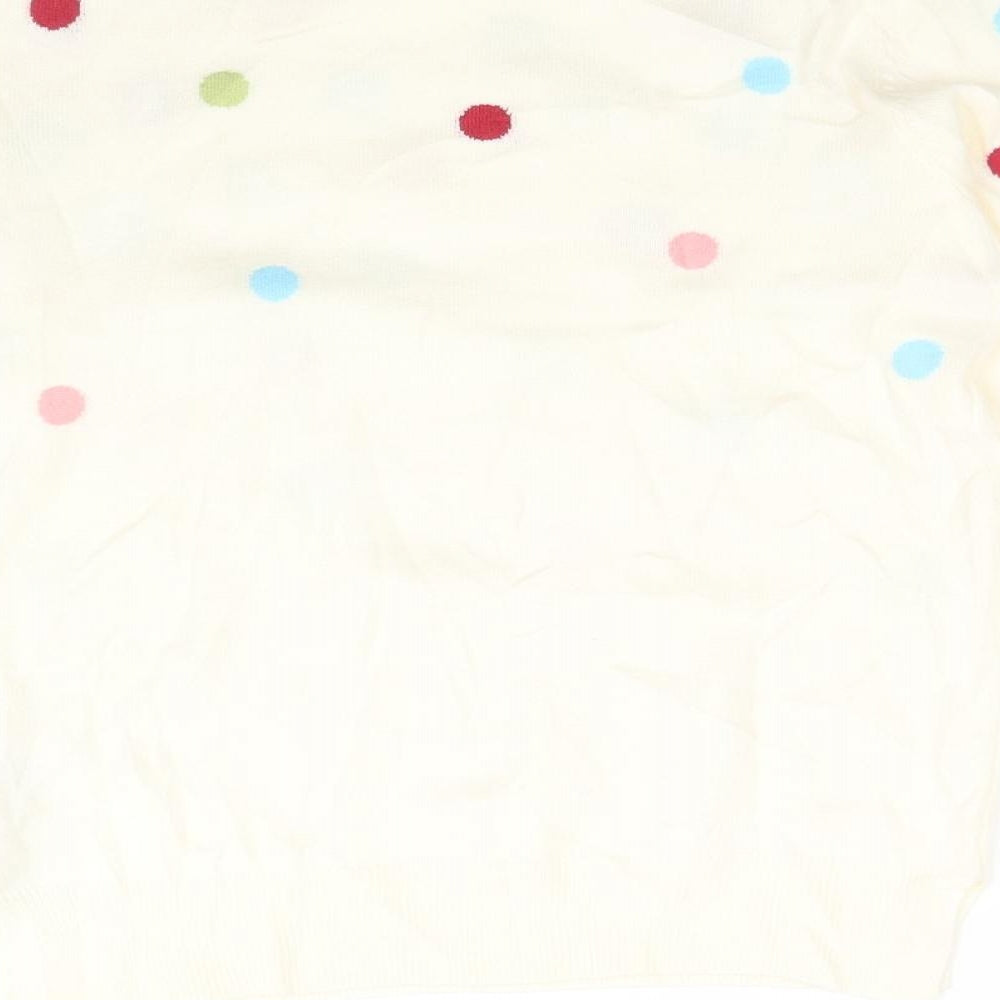 M&S Womens White Crew Neck Polka Dot Acrylic Pullover Jumper Size 10