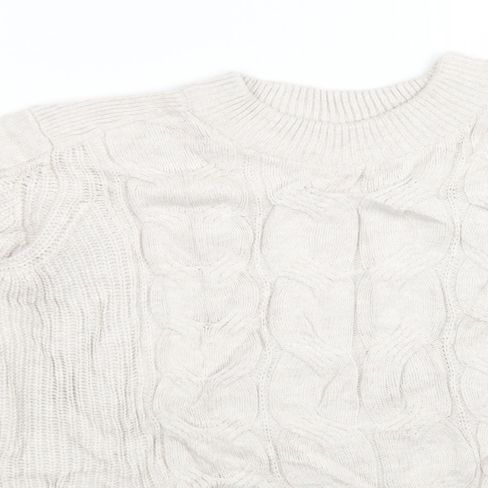 M&S Womens Beige Crew Neck  Cotton Pullover Jumper Size L