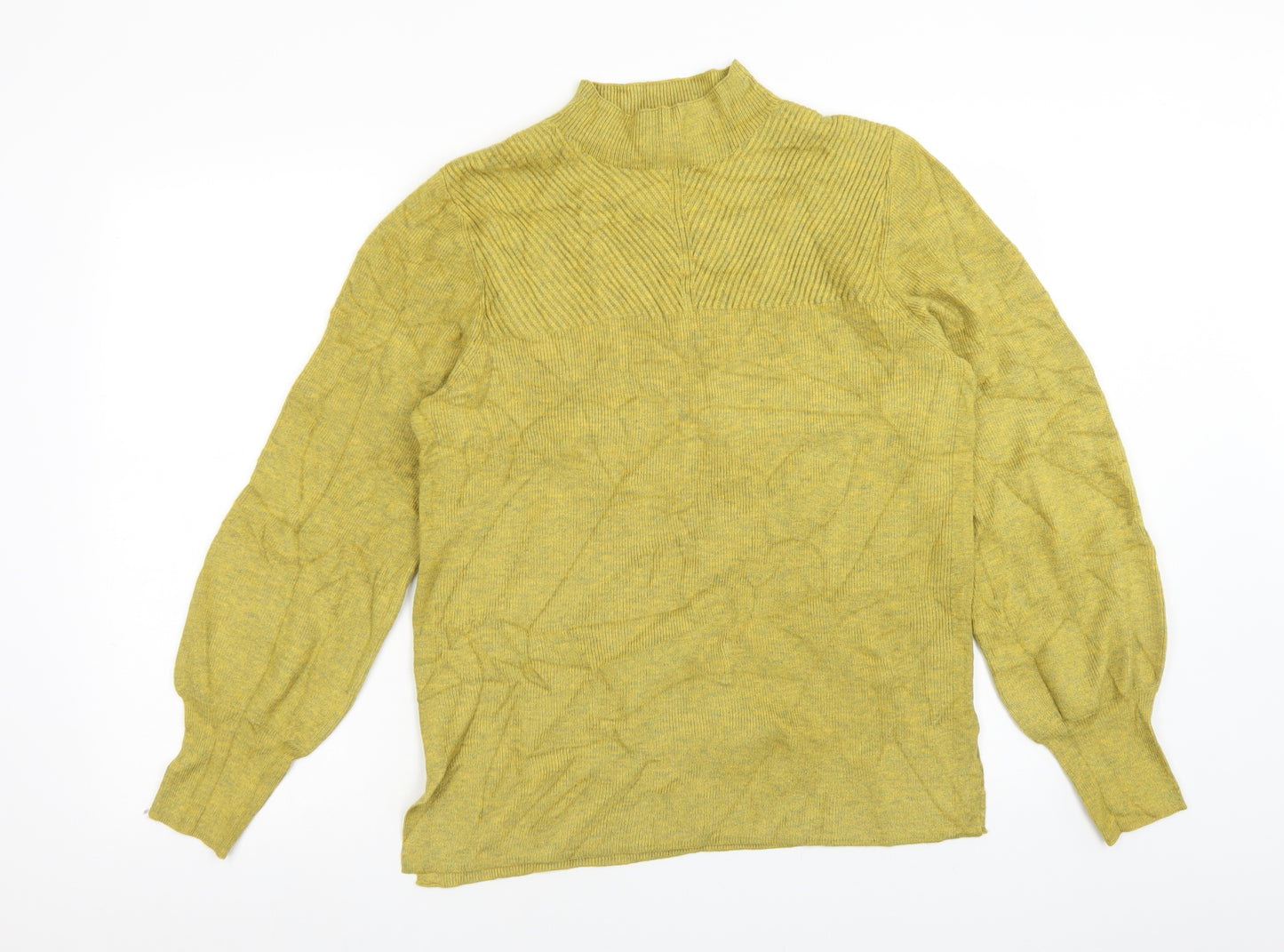 M&S Womens Green Mock Neck  Polyester Pullover Jumper Size M