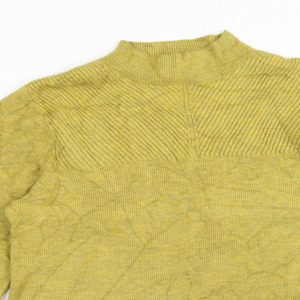 M&S Womens Green Mock Neck  Polyester Pullover Jumper Size M