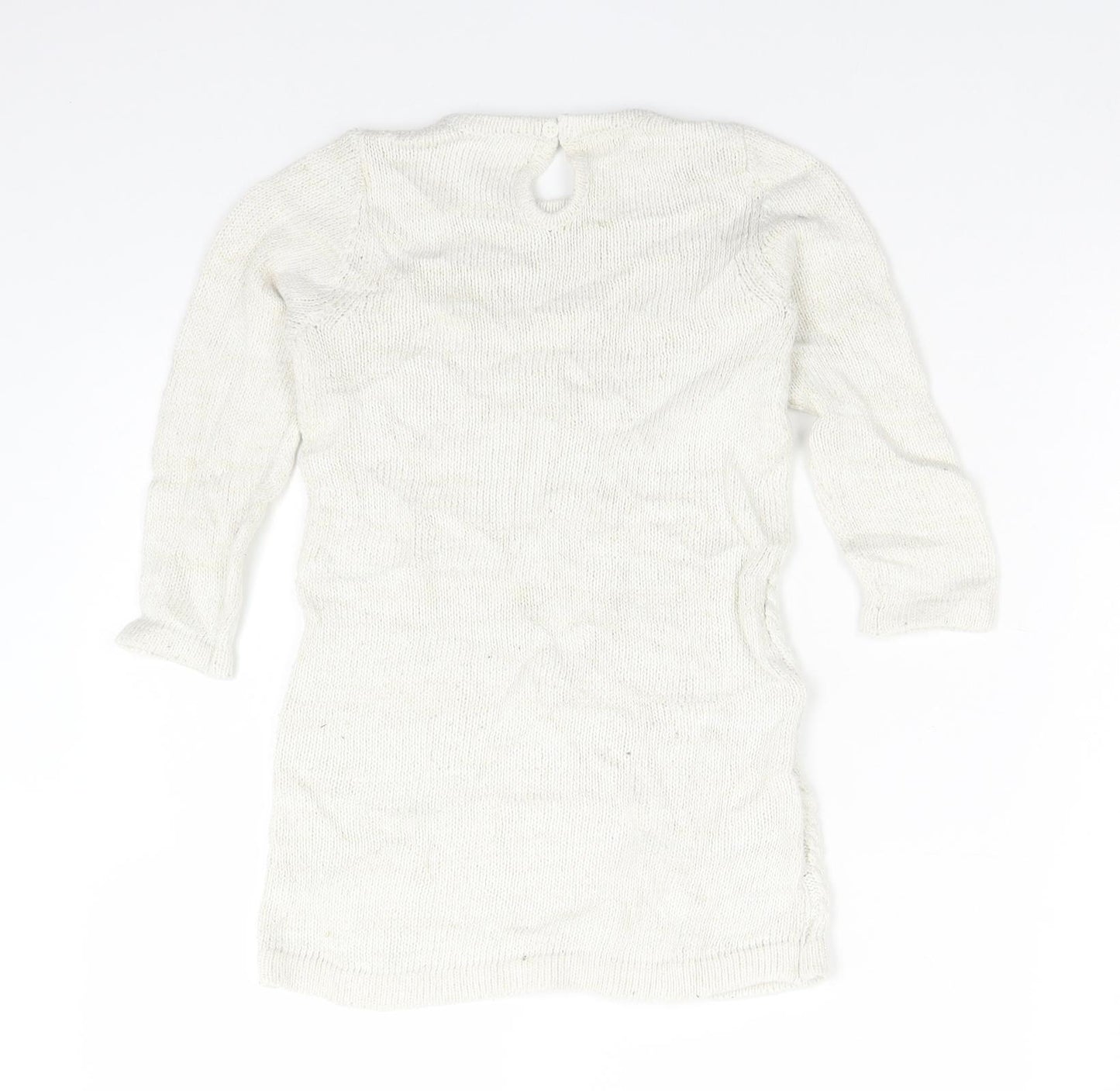 Matalan Girls White Round Neck  Polyester Pullover Jumper Size 3-4 Years