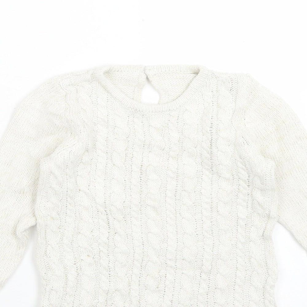 Matalan Girls White Round Neck  Polyester Pullover Jumper Size 3-4 Years