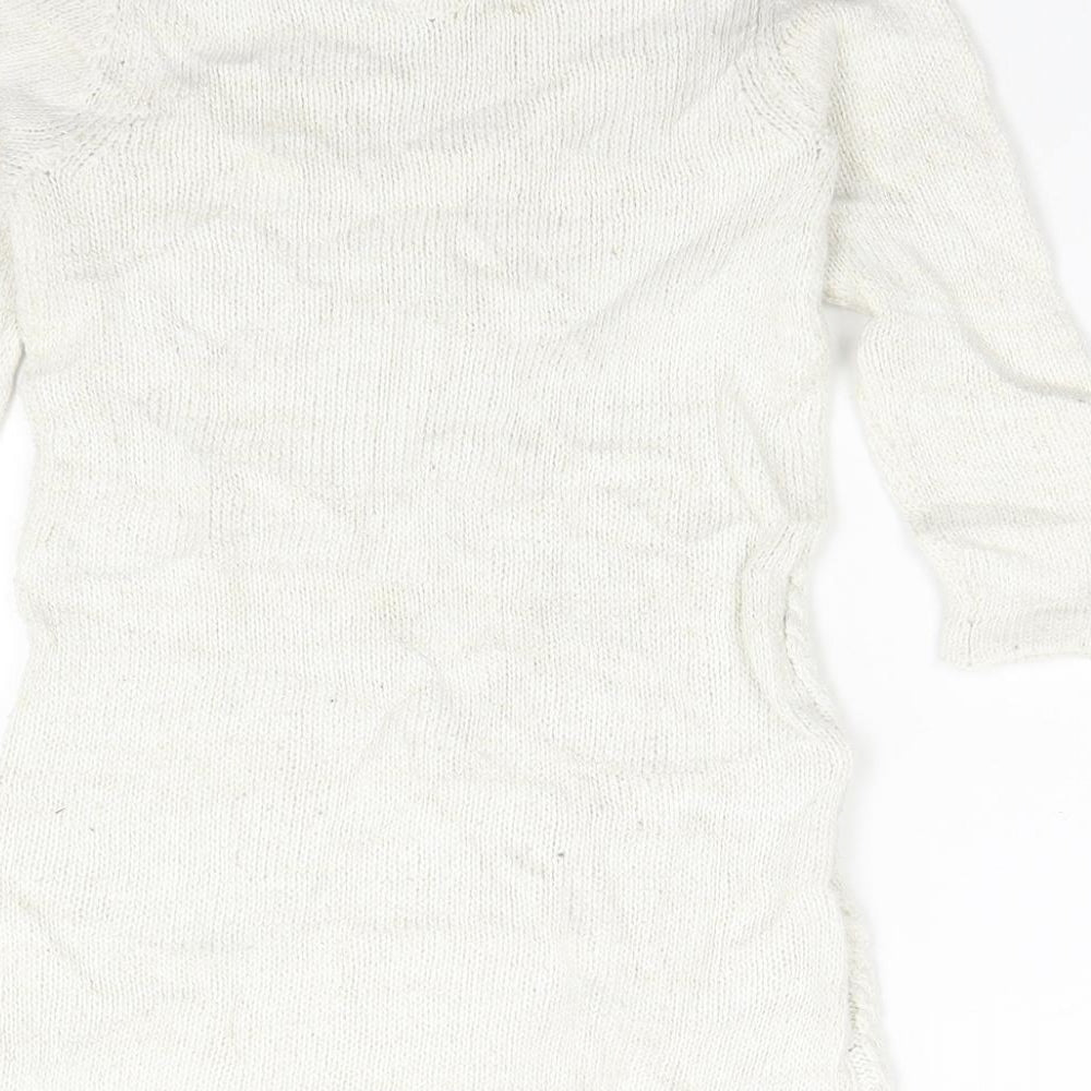 Matalan Girls White Round Neck  Polyester Pullover Jumper Size 3-4 Years