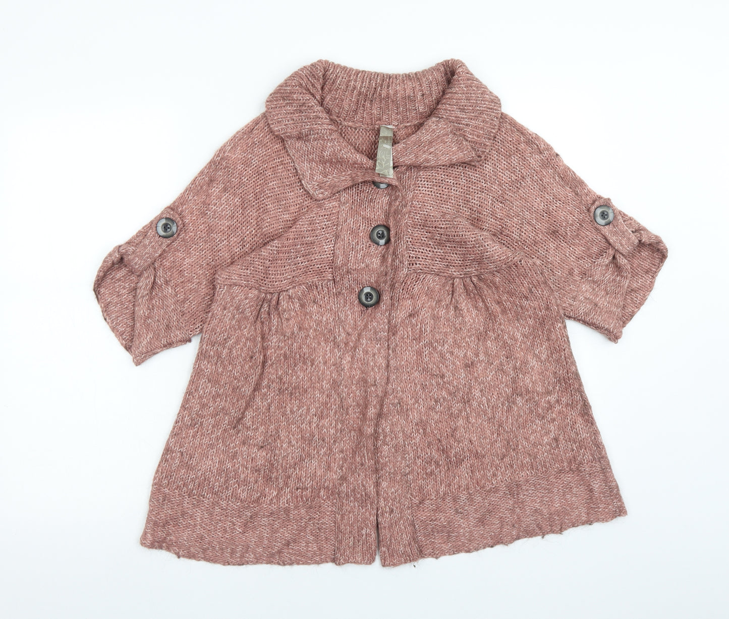 NEXT Womens Pink Roll Neck  Acrylic Cardigan Jumper Size 10