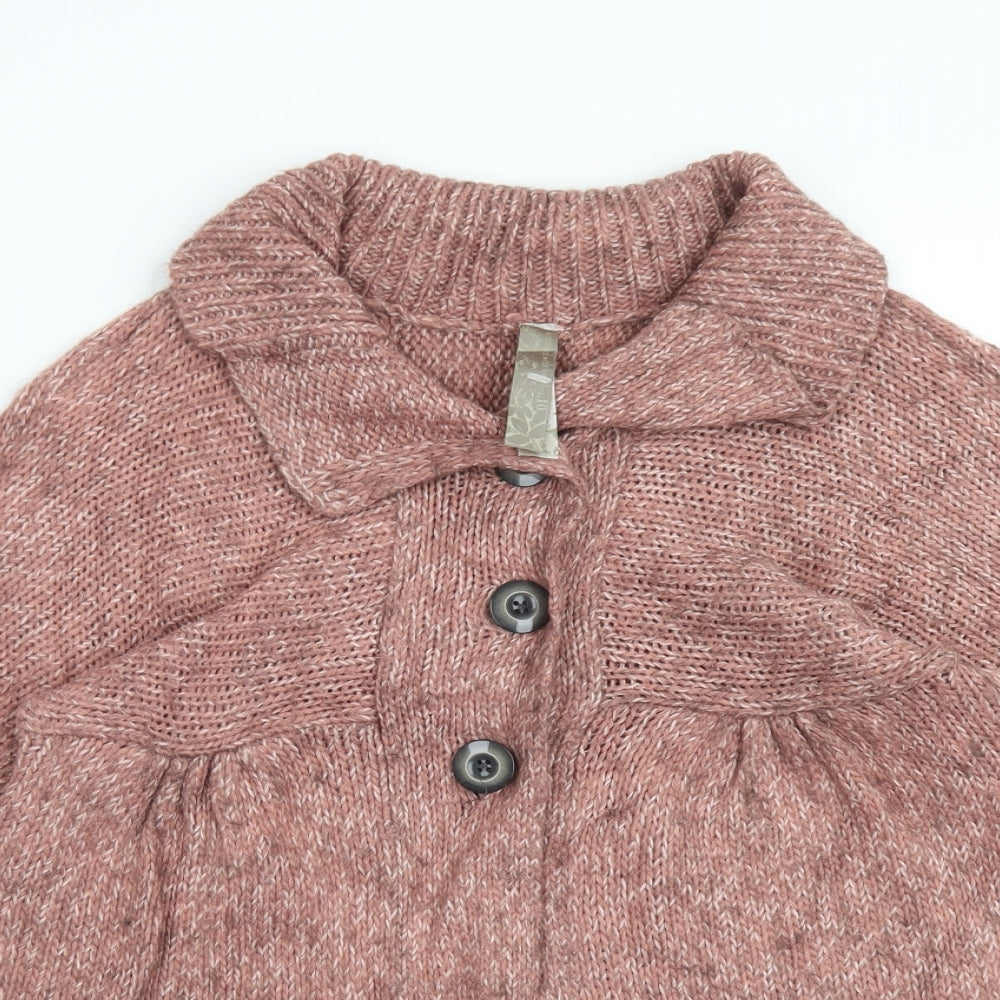NEXT Womens Pink Roll Neck  Acrylic Cardigan Jumper Size 10
