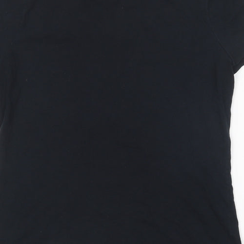 Lootwear Womens Black  Cotton Basic T-Shirt Size L Round Neck - Black Mirror