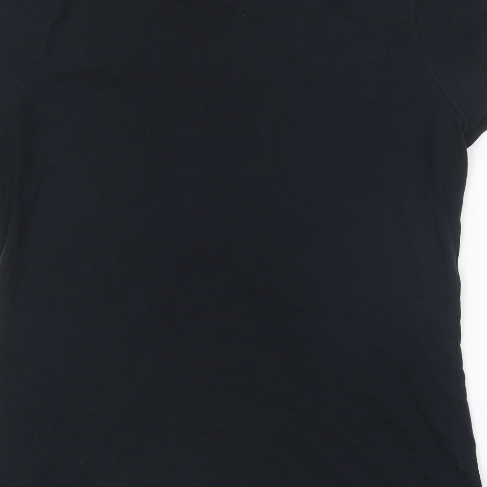 Lootwear Womens Black  Cotton Basic T-Shirt Size L Round Neck - Black Mirror