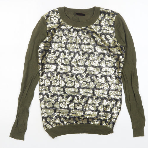 Yes Miss Womens Multicoloured Round Neck Camouflage Cotton Pullover Jumper Size S