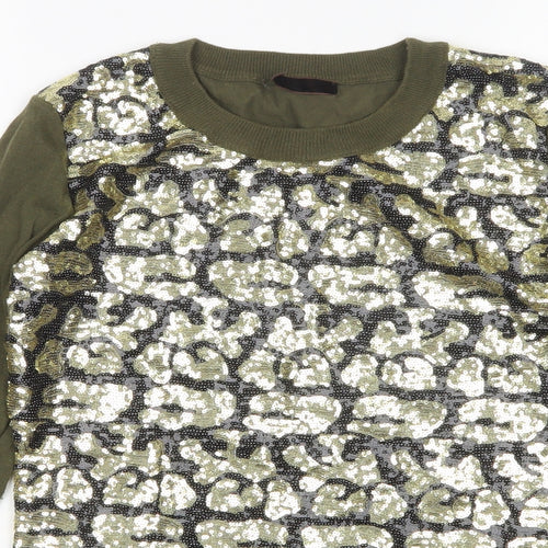 Yes Miss Womens Multicoloured Round Neck Camouflage Cotton Pullover Jumper Size S