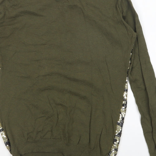 Yes Miss Womens Multicoloured Round Neck Camouflage Cotton Pullover Jumper Size S
