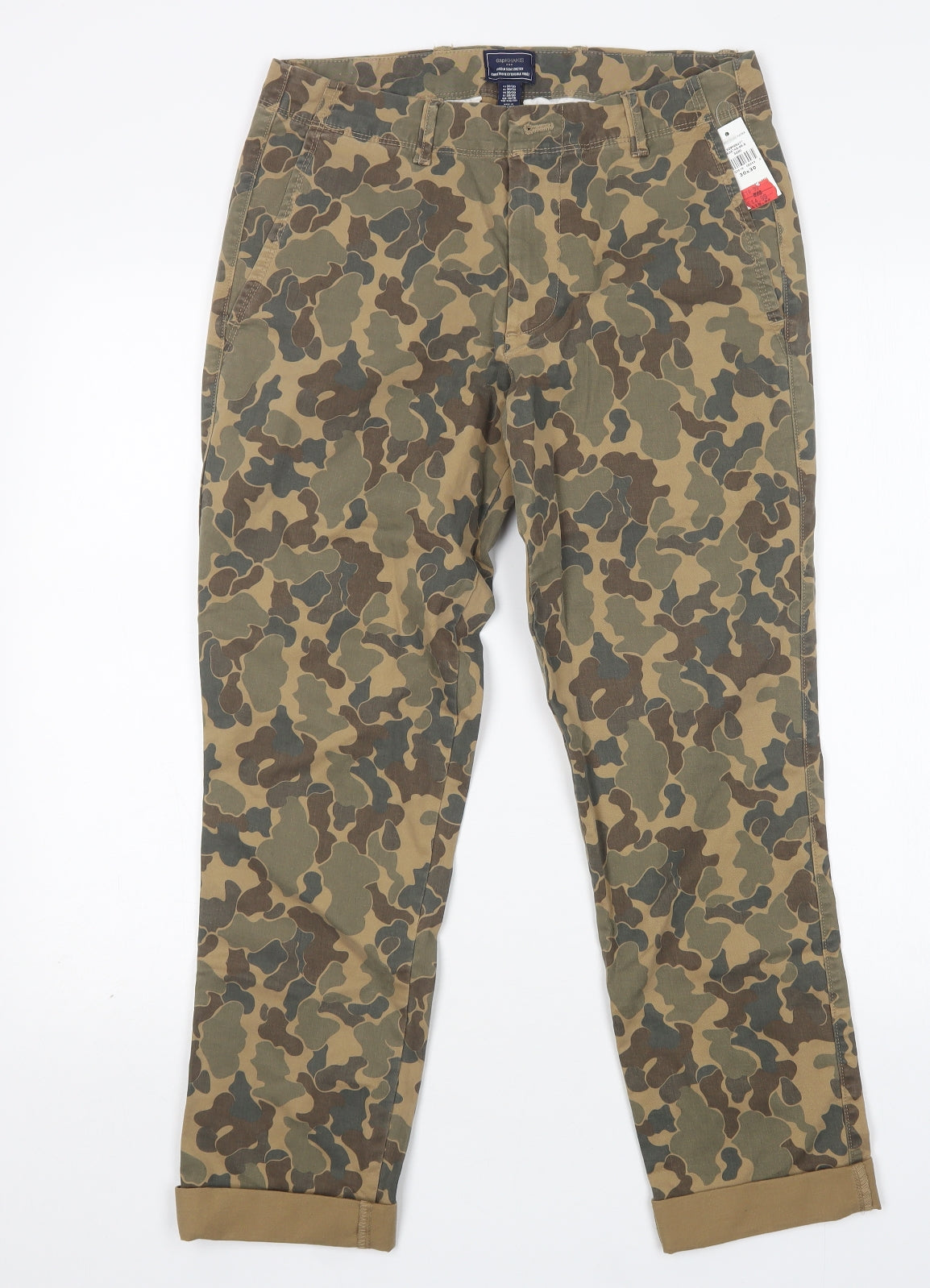 Gap Mens Multicoloured Camouflage Cotton Chino Trousers Size 30 L30 in Regular