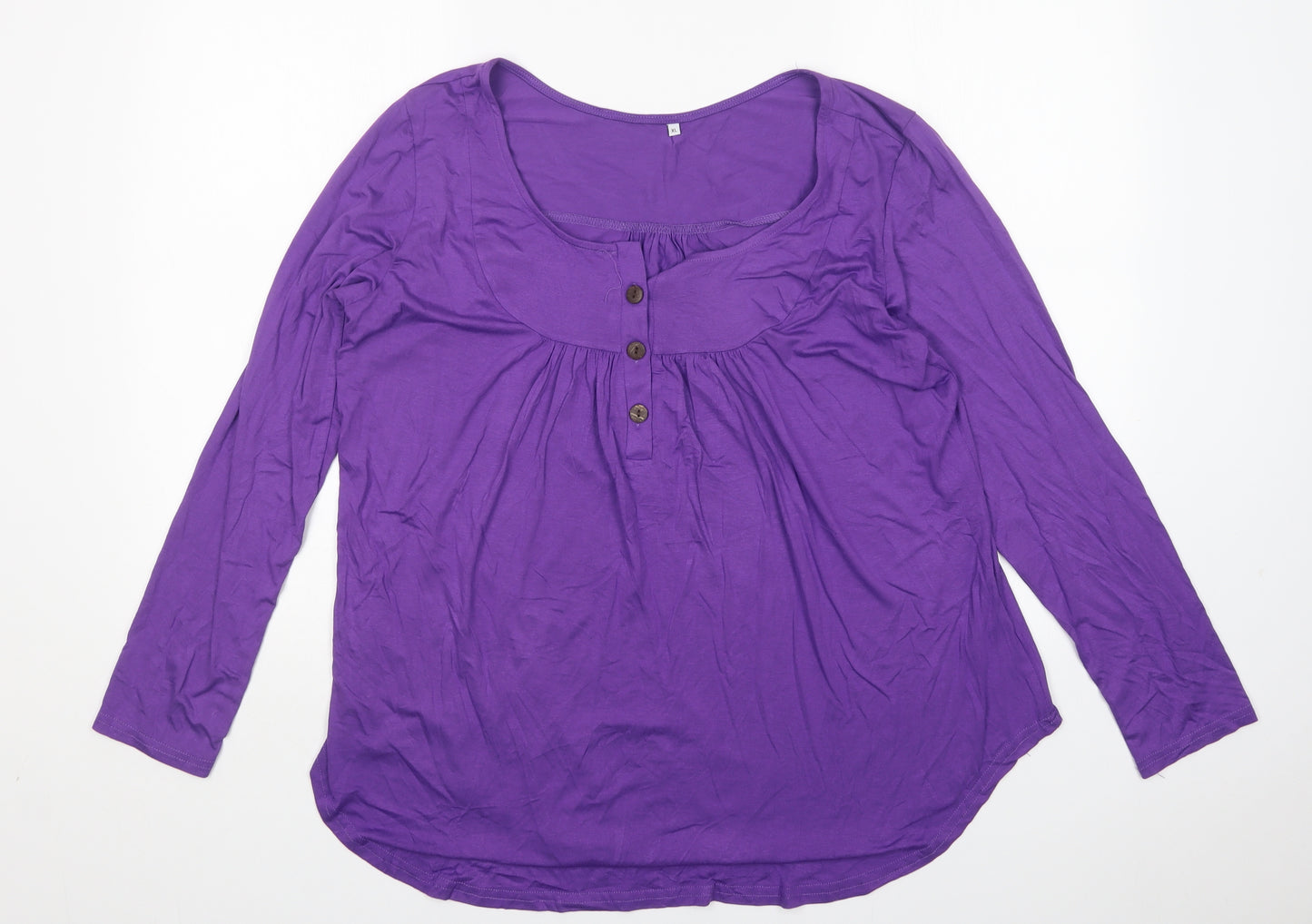 Preworn Womens Purple  Elastane Basic T-Shirt Size XL Scoop Neck