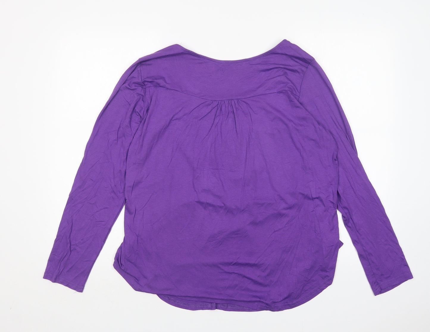 Preworn Womens Purple  Elastane Basic T-Shirt Size XL Scoop Neck