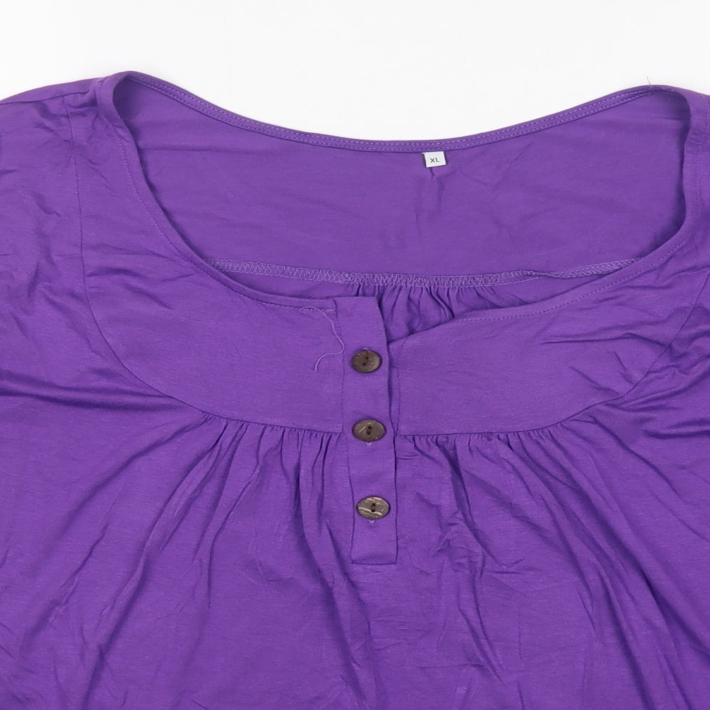 Preworn Womens Purple  Elastane Basic T-Shirt Size XL Scoop Neck