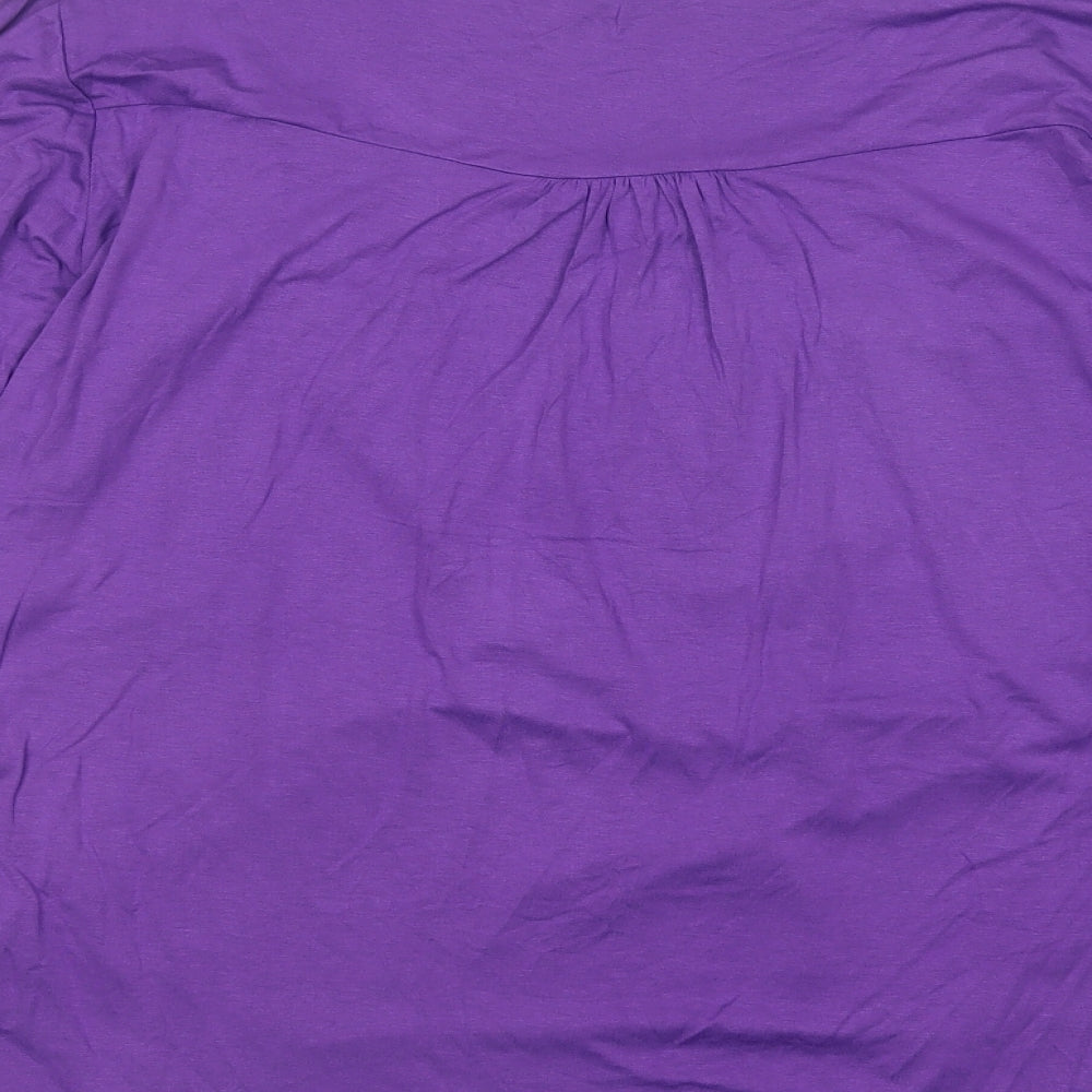 Preworn Womens Purple  Elastane Basic T-Shirt Size XL Scoop Neck