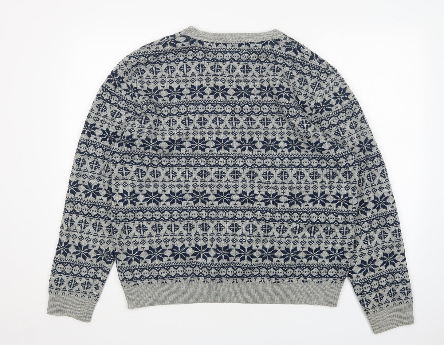 Red Herring Mens Multicoloured Round Neck Argyle/Diamond Acrylic Pullover Jumper Size L   - Christmas